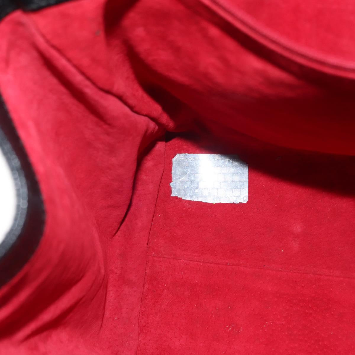 BVLGARI Circle Logo Tote Bag Leather Black Silver Auth BA6604