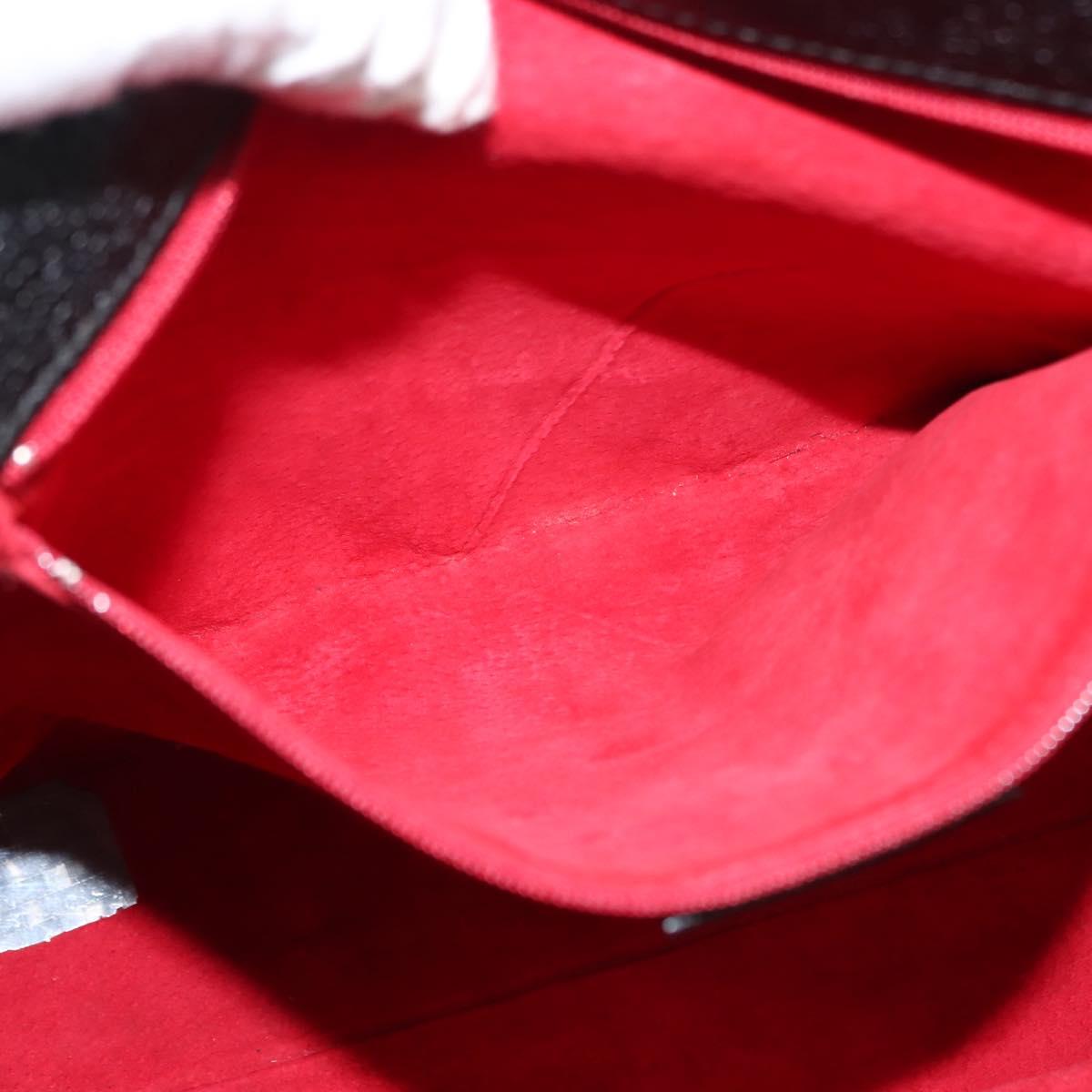 BVLGARI Circle Logo Tote Bag Leather Black Silver Auth BA6604