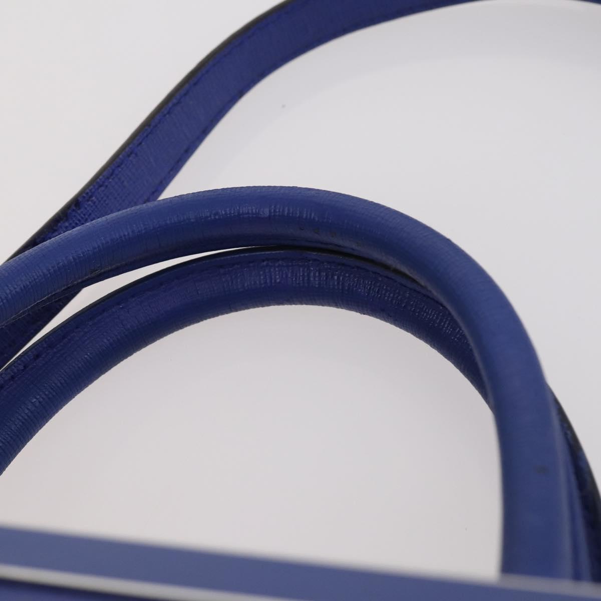 FENDI Petite 2Jours Hand Bag Leather 2way Blue Silver Auth BA6607