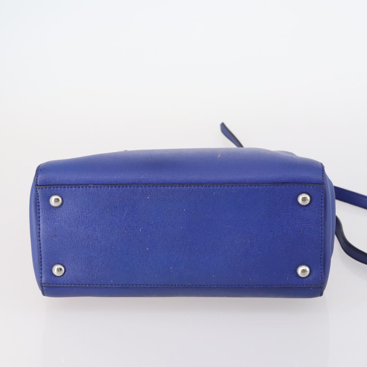 FENDI Petite 2Jours Hand Bag Leather 2way Blue Silver Auth BA6607