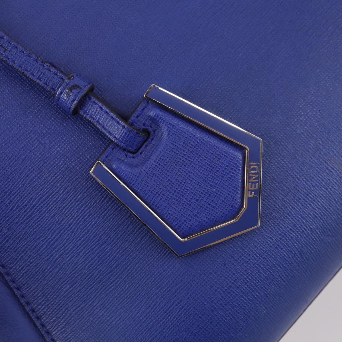 FENDI Petite 2Jours Hand Bag Leather 2way Blue Silver Auth BA6607