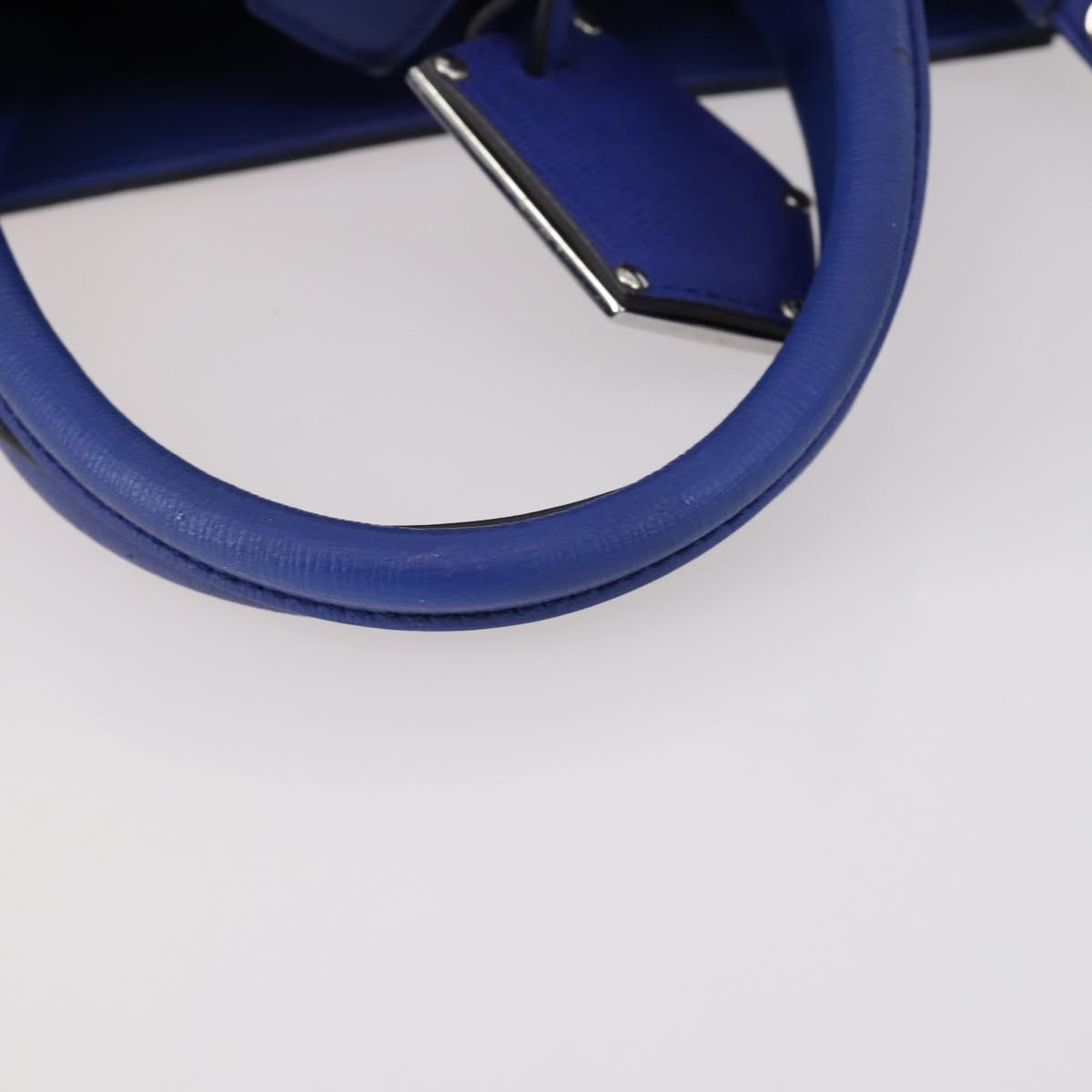 FENDI Petite 2Jours Hand Bag Leather 2way Blue Silver Auth BA6607