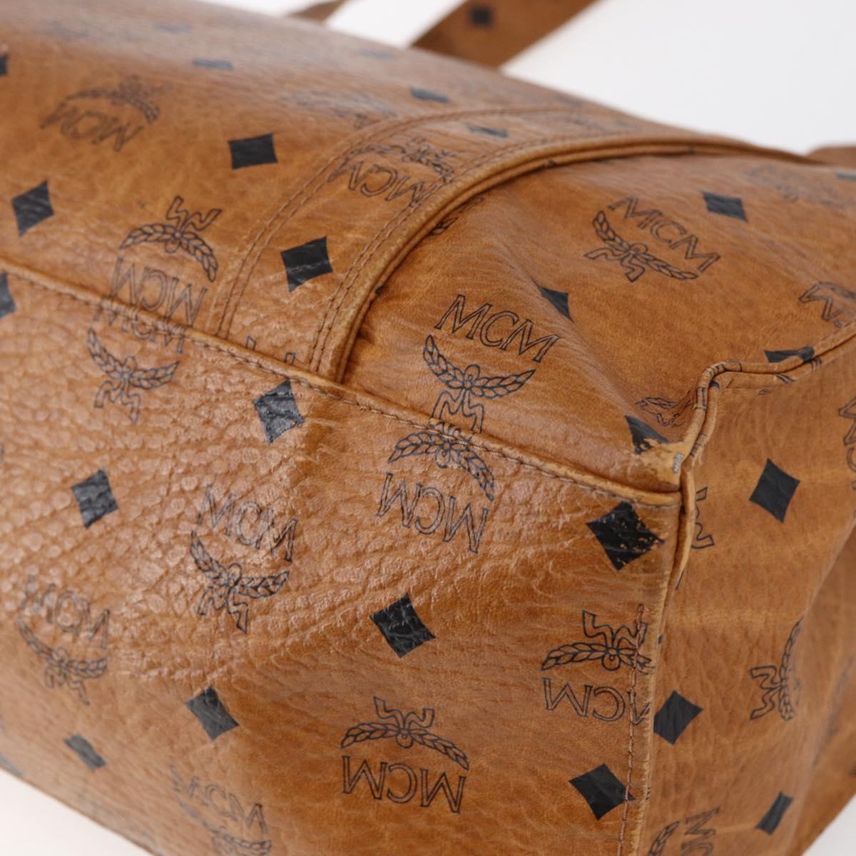 MCM Logogram Vicetos Tote Bag PVC Leather Brown Gold Auth BA6608