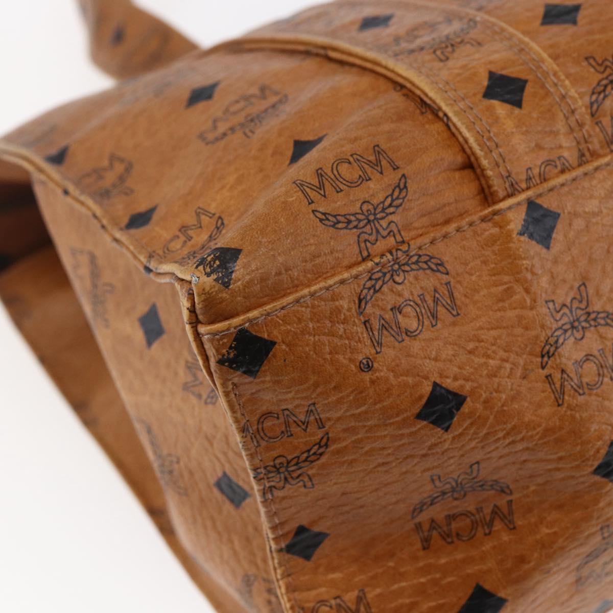 MCM Logogram Vicetos Tote Bag PVC Leather Brown Gold Auth BA6608