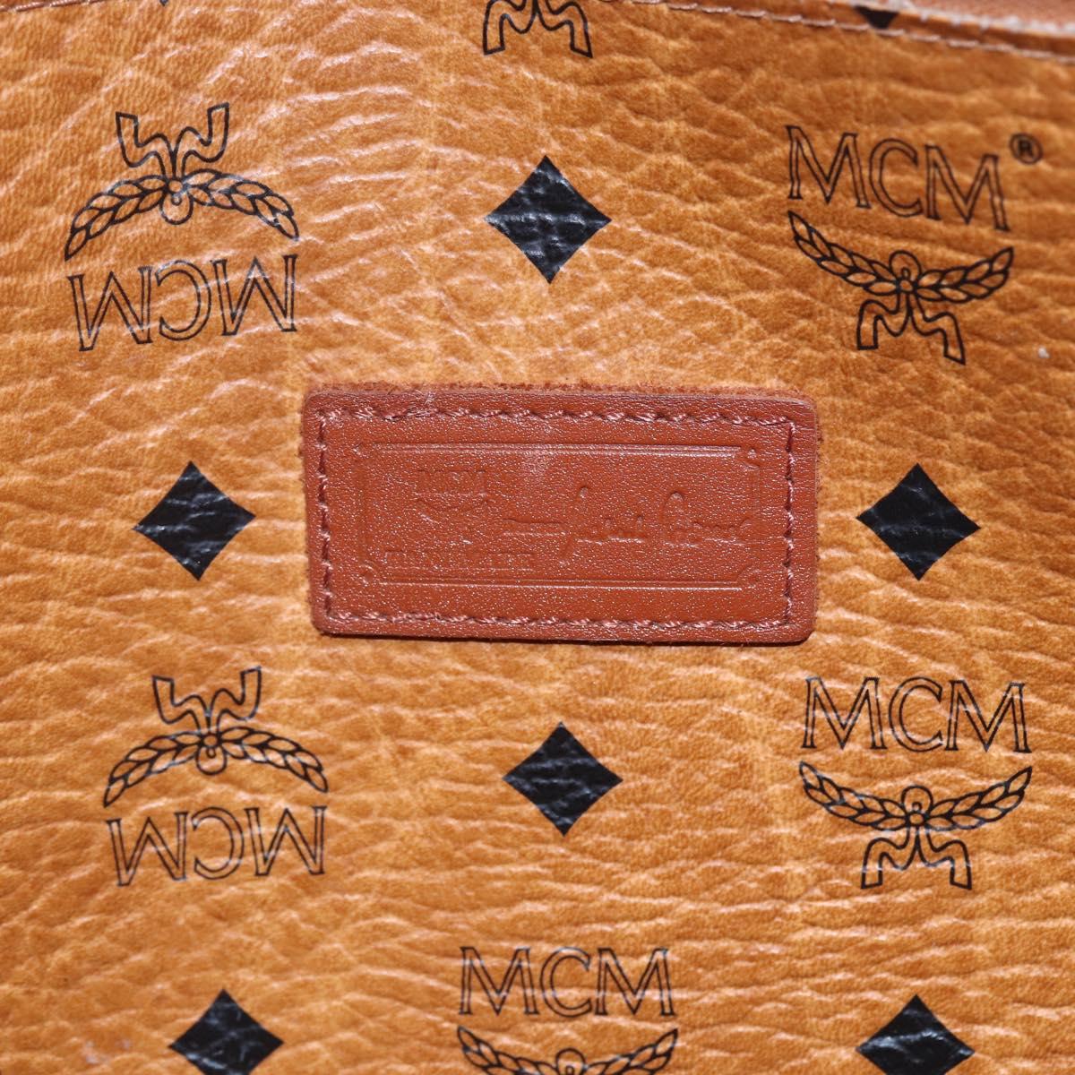 MCM Logogram Vicetos Tote Bag PVC Leather Brown Gold Auth BA6608