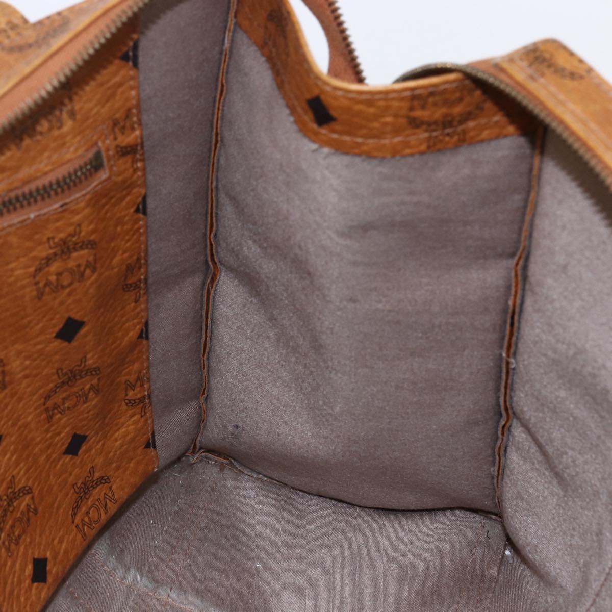 MCM Logogram Vicetos Tote Bag PVC Leather Brown Gold Auth BA6608