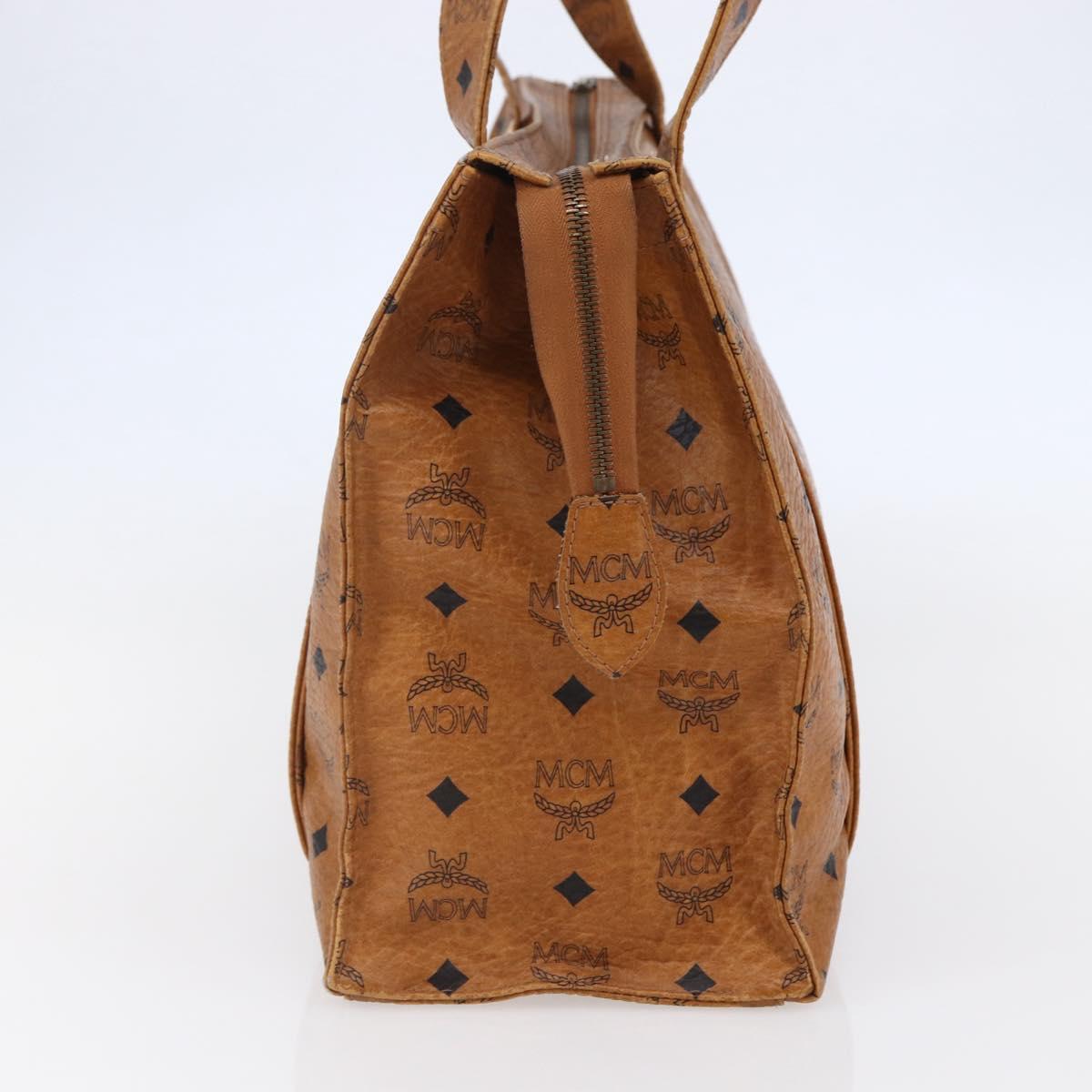 MCM Logogram Vicetos Tote Bag PVC Leather Brown Gold Auth BA6608