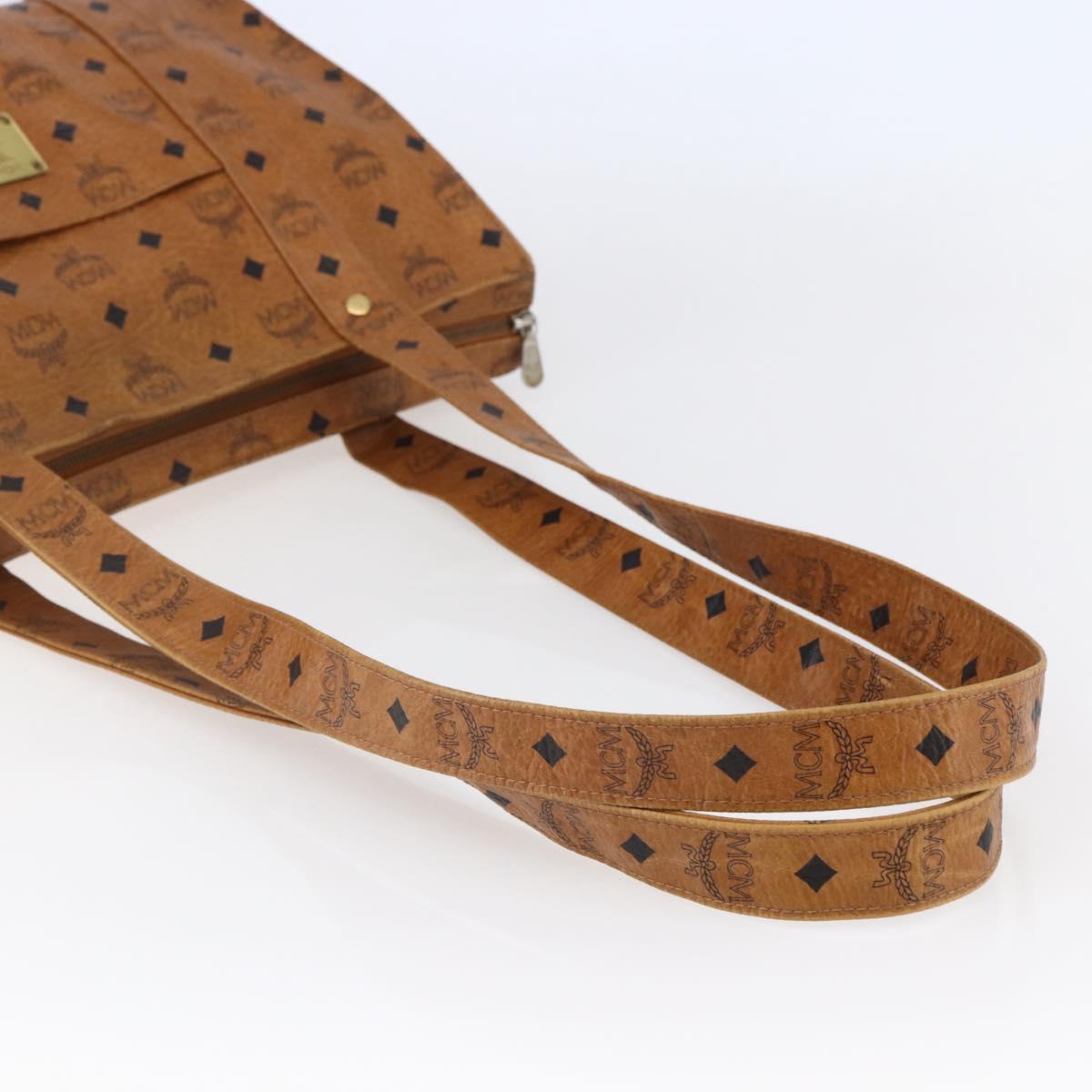 MCM Logogram Vicetos Tote Bag PVC Leather Brown Gold Auth BA6608