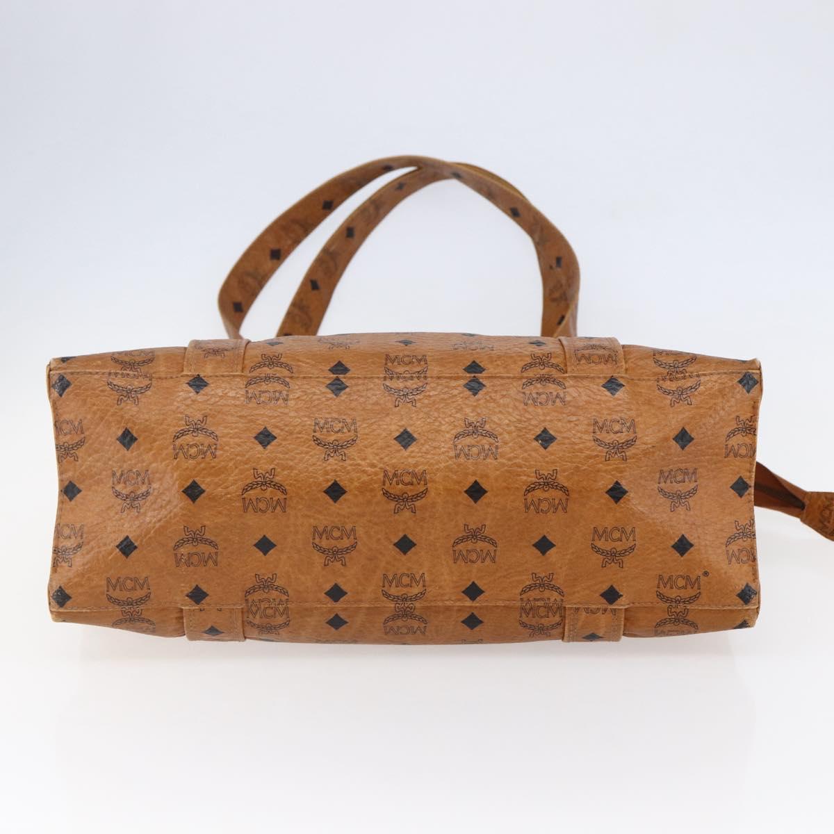 MCM Logogram Vicetos Tote Bag PVC Leather Brown Gold Auth BA6608