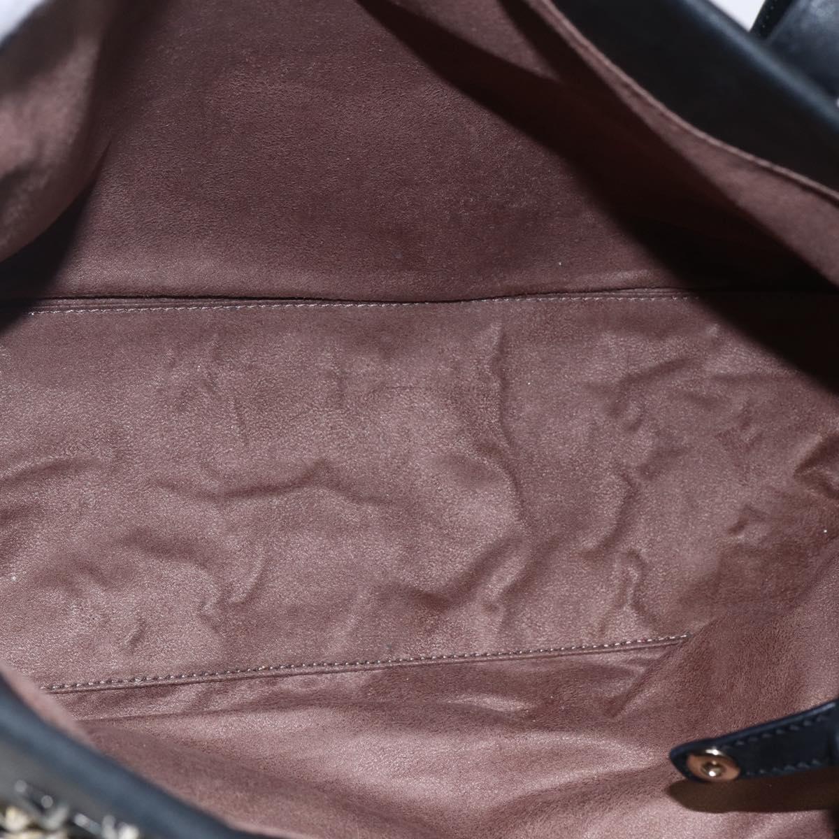 Jimmy Choo Star Studs Shoulder Bag Leather Black Silver Auth BA6610