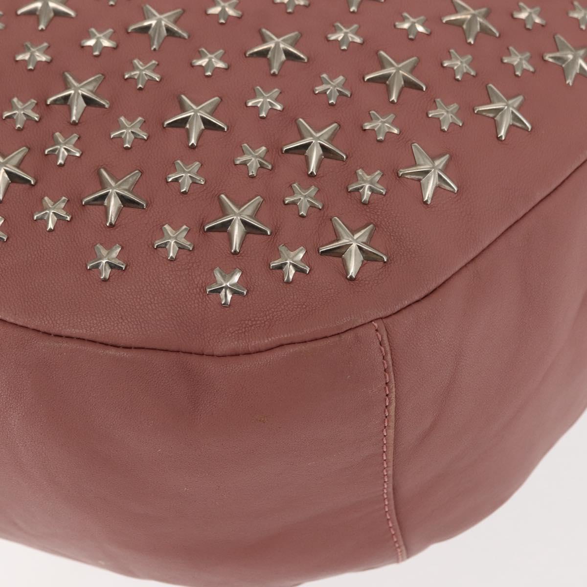 Jimmy Choo Star Studs Shoulder Bag Leather Pink Silver Auth BA6611