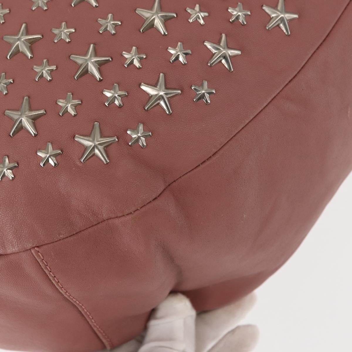 Jimmy Choo Star Studs Shoulder Bag Leather Pink Silver Auth BA6611
