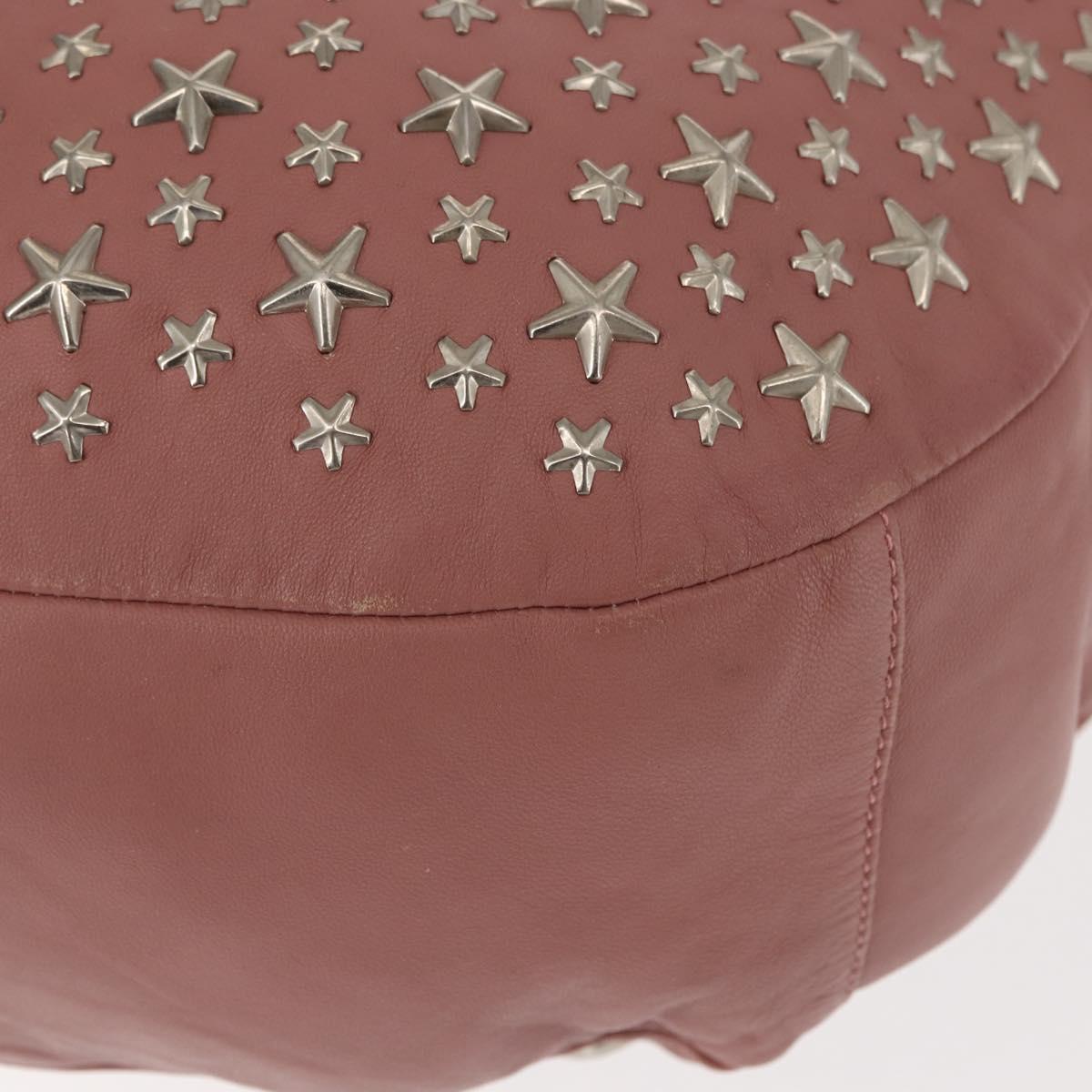 Jimmy Choo Star Studs Shoulder Bag Leather Pink Silver Auth BA6611