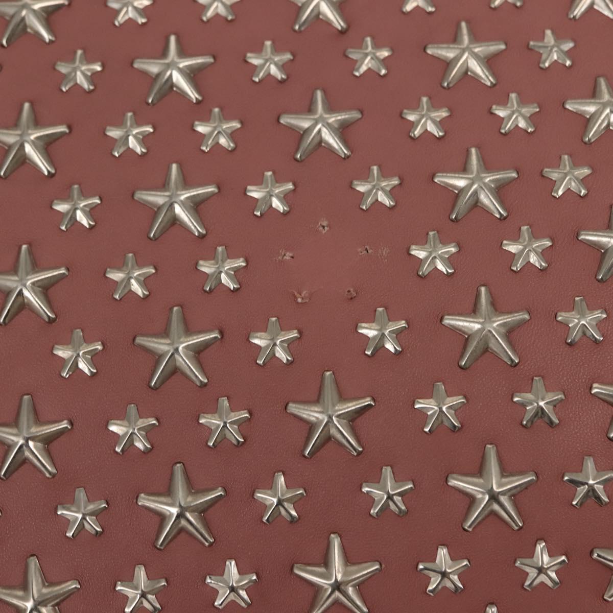 Jimmy Choo Star Studs Shoulder Bag Leather Pink Silver Auth BA6611