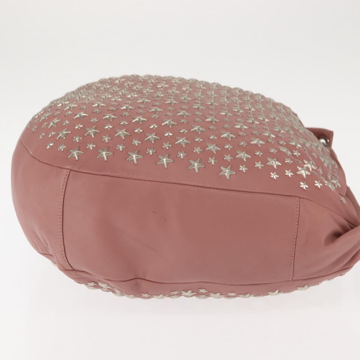 Jimmy Choo Star Studs Shoulder Bag Leather Pink Silver Auth BA6611