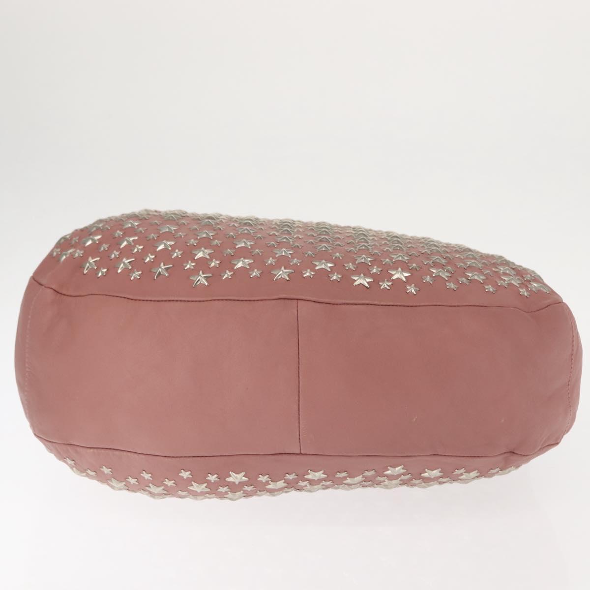 Jimmy Choo Star Studs Shoulder Bag Leather Pink Silver Auth BA6611