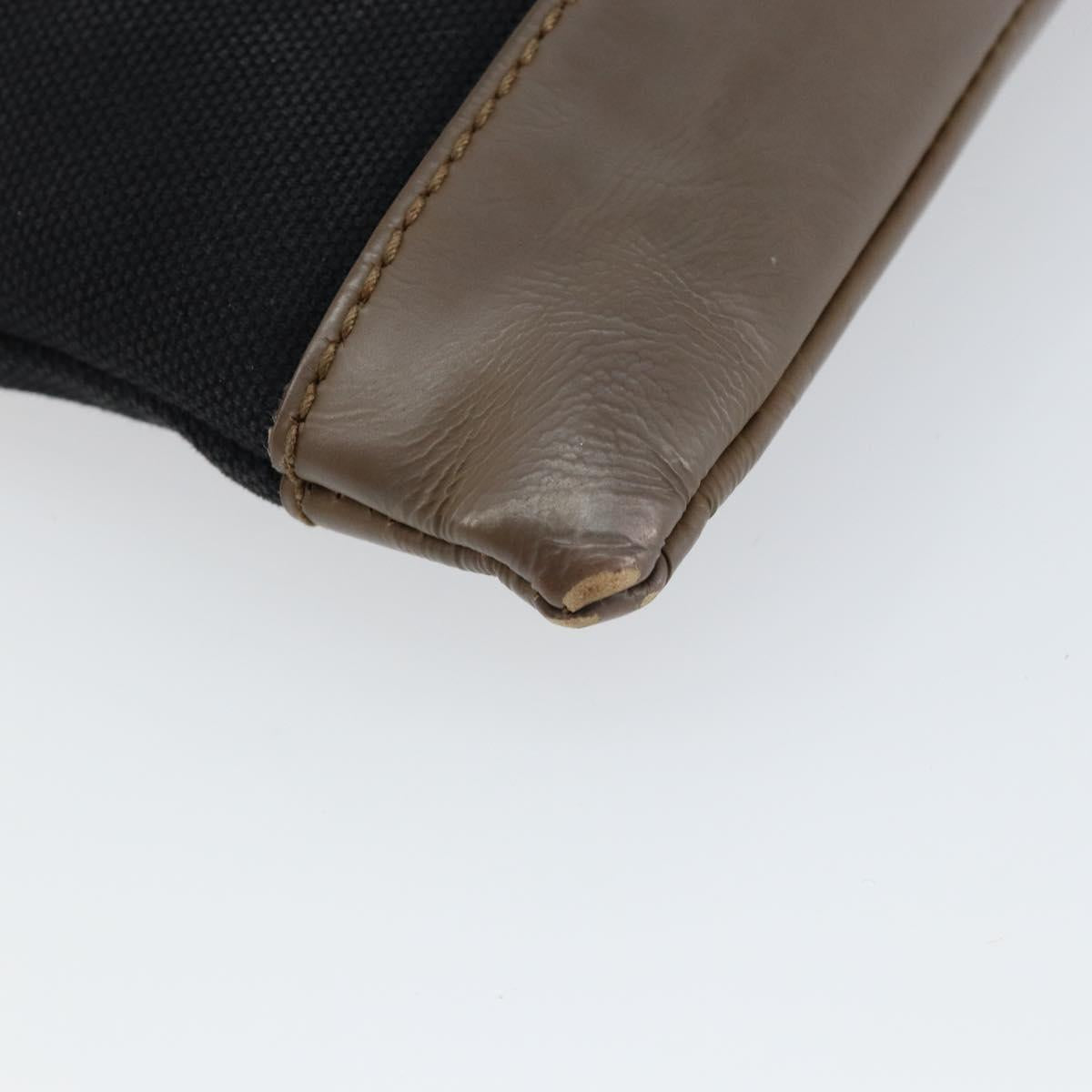 BALENCIAGA Navy Clip M Pouch Canvas Leather Black Silver Auth BA6615