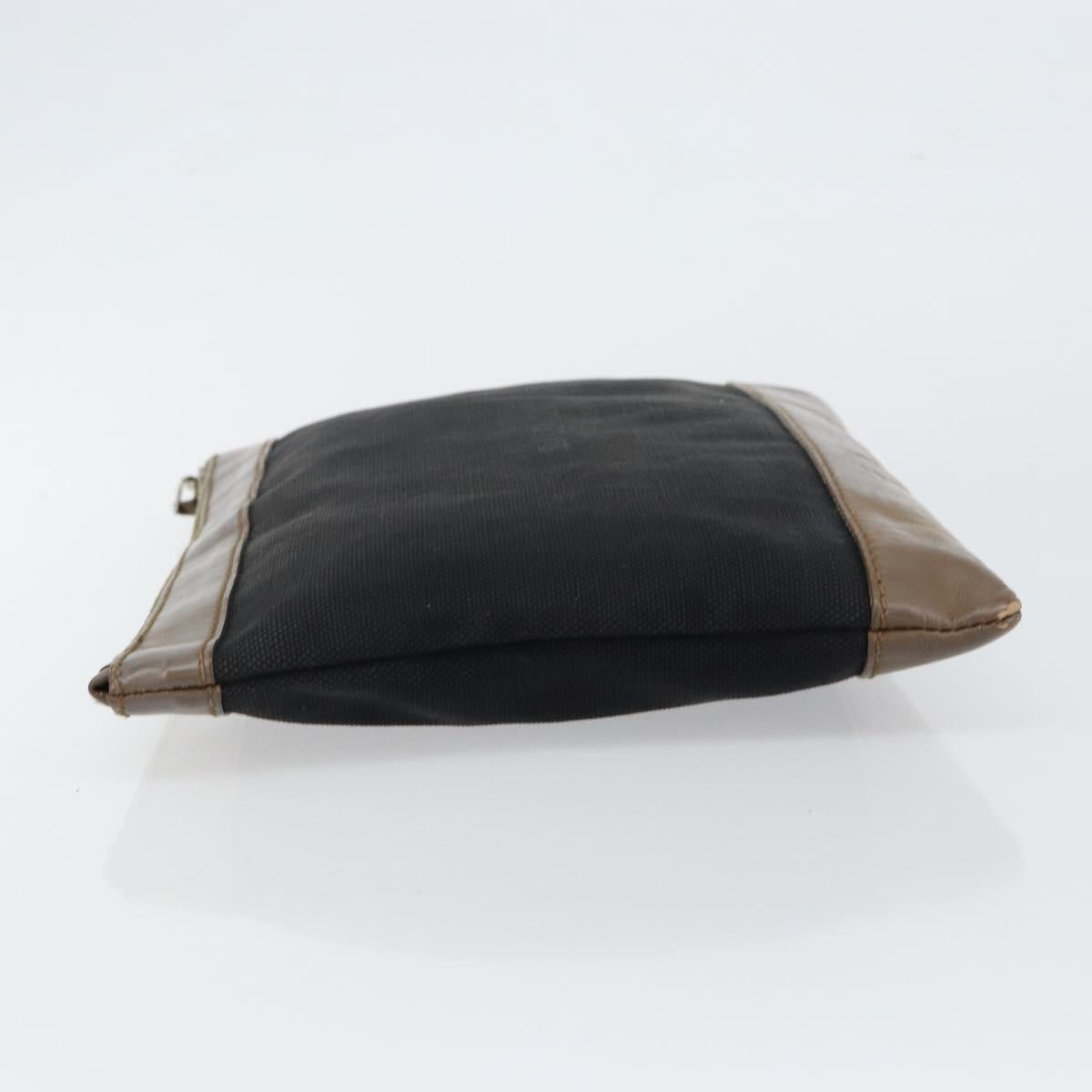 BALENCIAGA Navy Clip M Pouch Canvas Leather Black Silver Auth BA6615