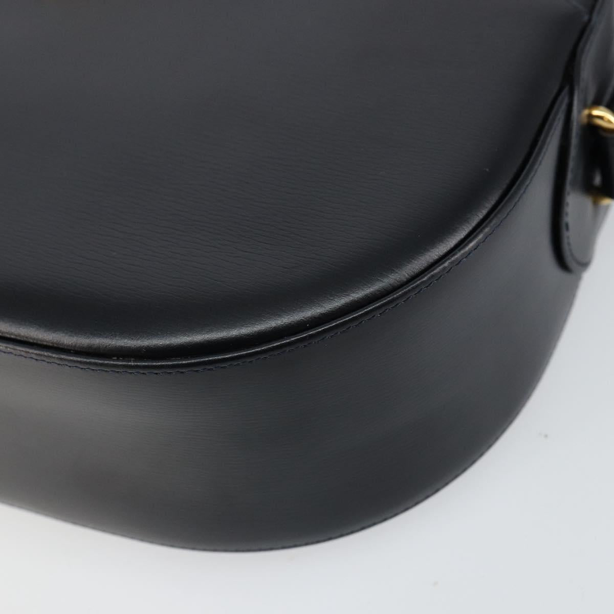 CARTIER Sapphire Line Shoulder Bag Leather Black Gold Auth BA6616