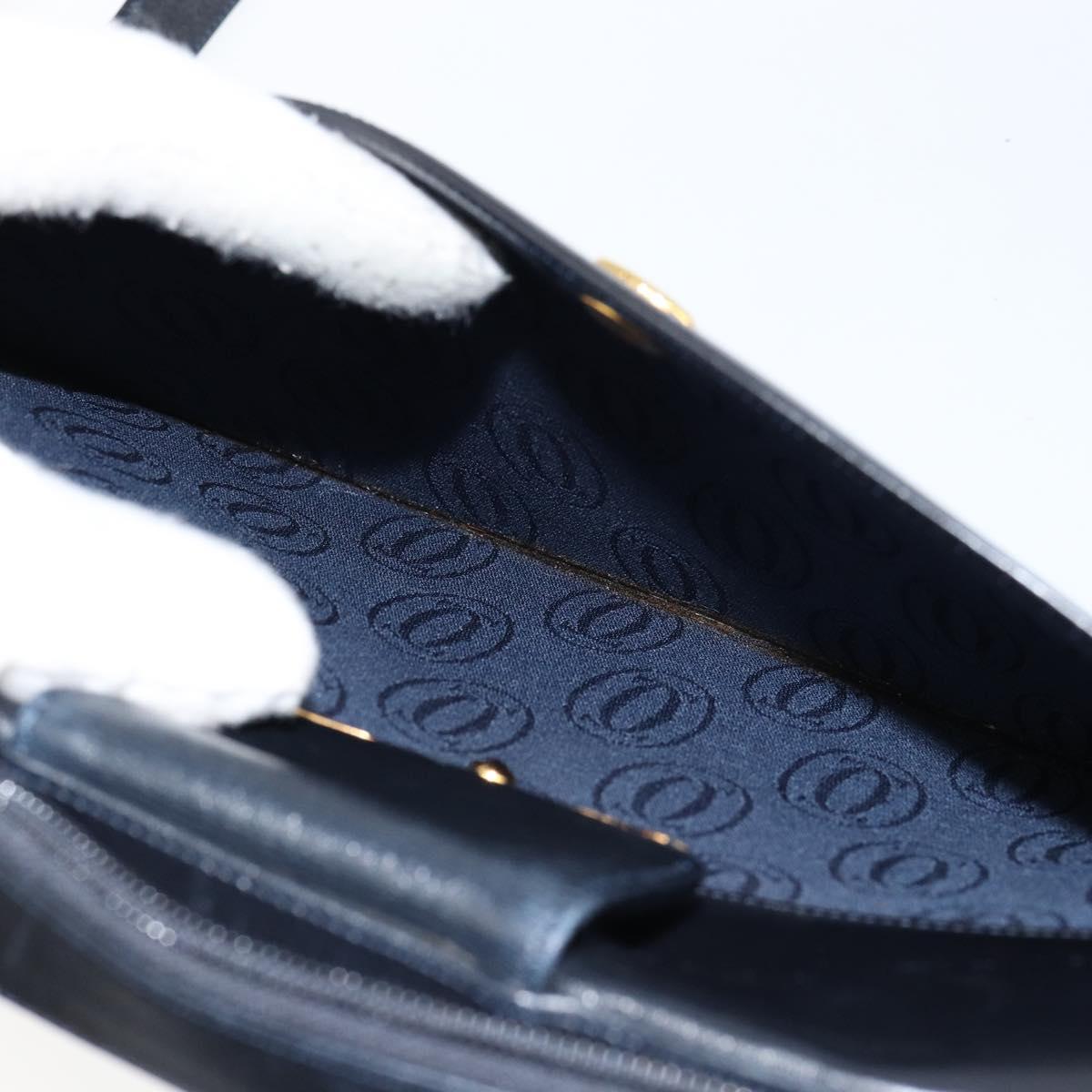CARTIER Sapphire Line Shoulder Bag Leather Black Gold Auth BA6616