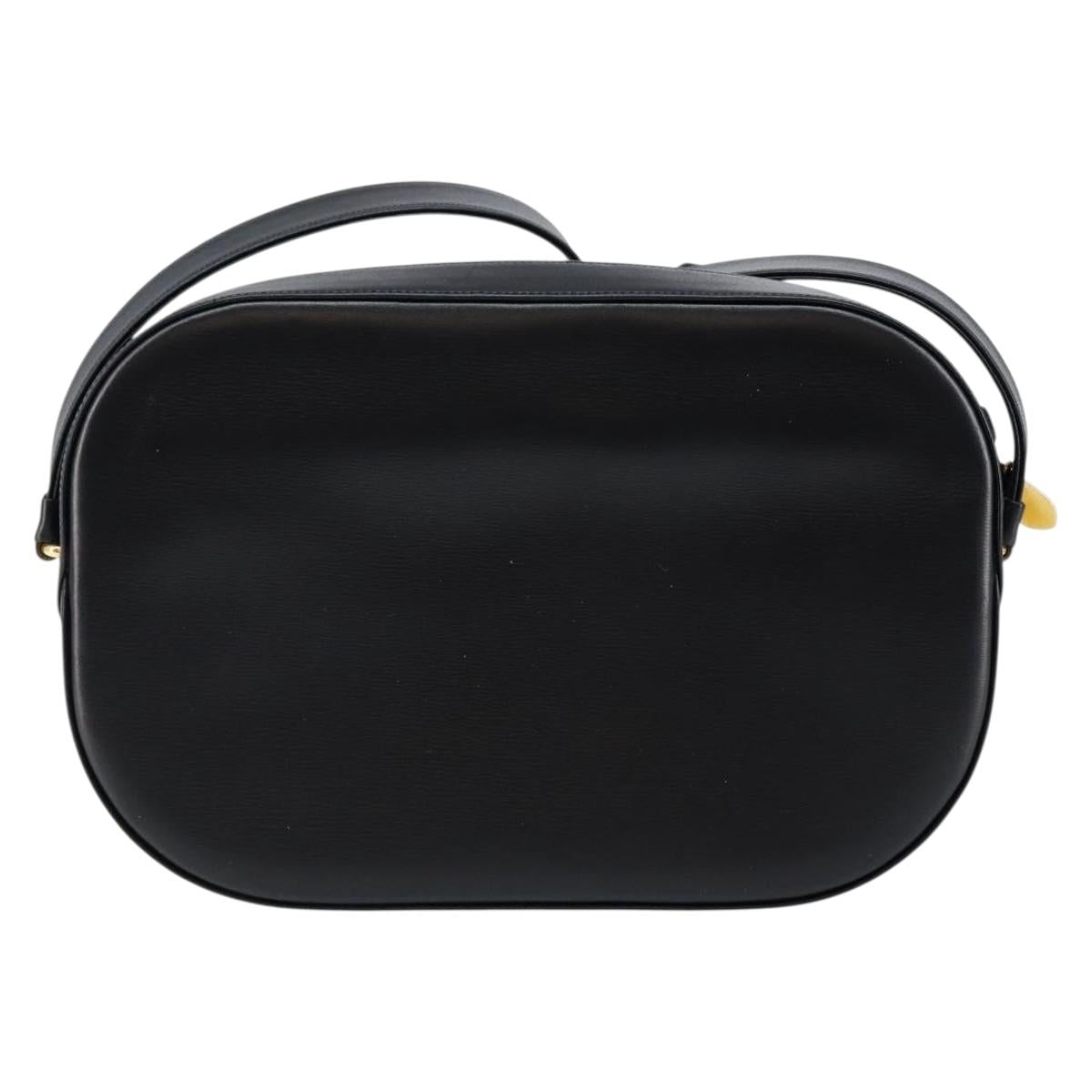 CARTIER Sapphire Line Shoulder Bag Leather Black Gold Auth BA6616