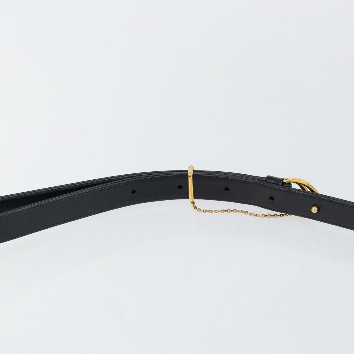 CARTIER Sapphire Line Shoulder Bag Leather Black Gold Auth BA6616