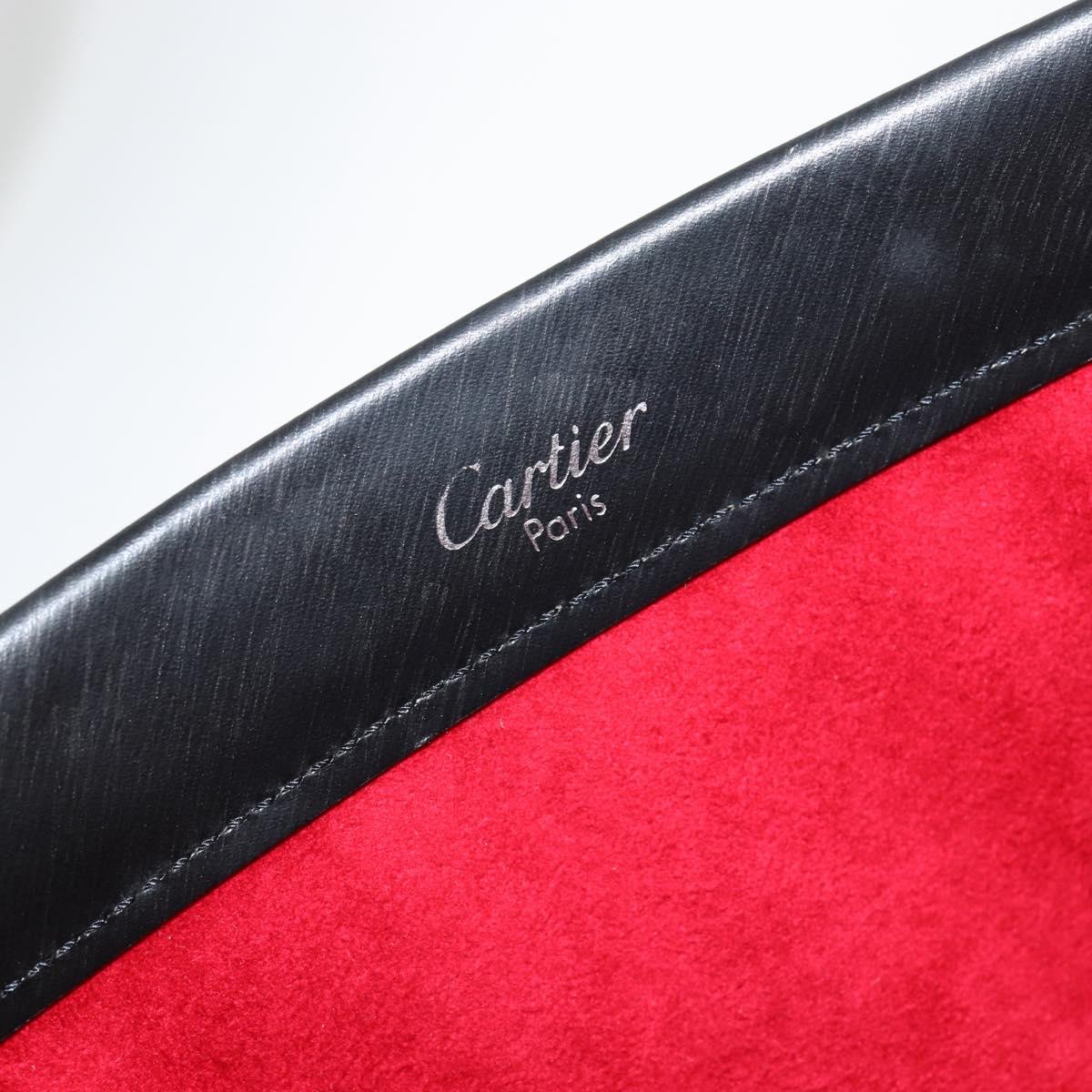 CARTIER Trinity Hand Bag Leather Black Gold Auth BA6619