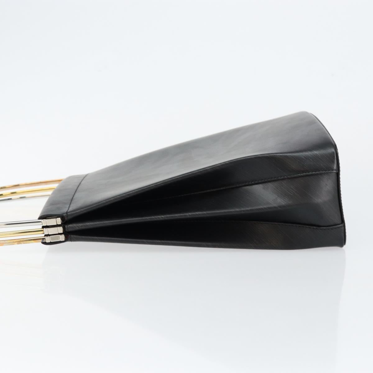 CARTIER Trinity Hand Bag Leather Black Gold Auth BA6619