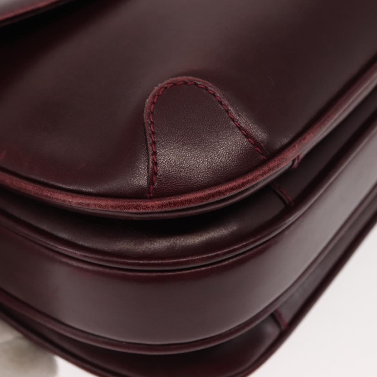 BALLY Shoulder Bag Leather Bordeaux Gold Auth BA6623