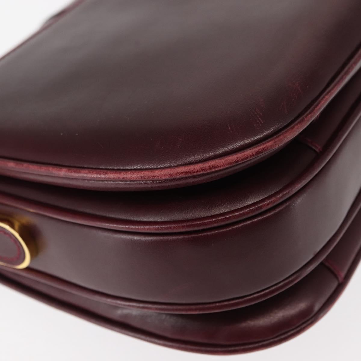 BALLY Shoulder Bag Leather Bordeaux Gold Auth BA6623