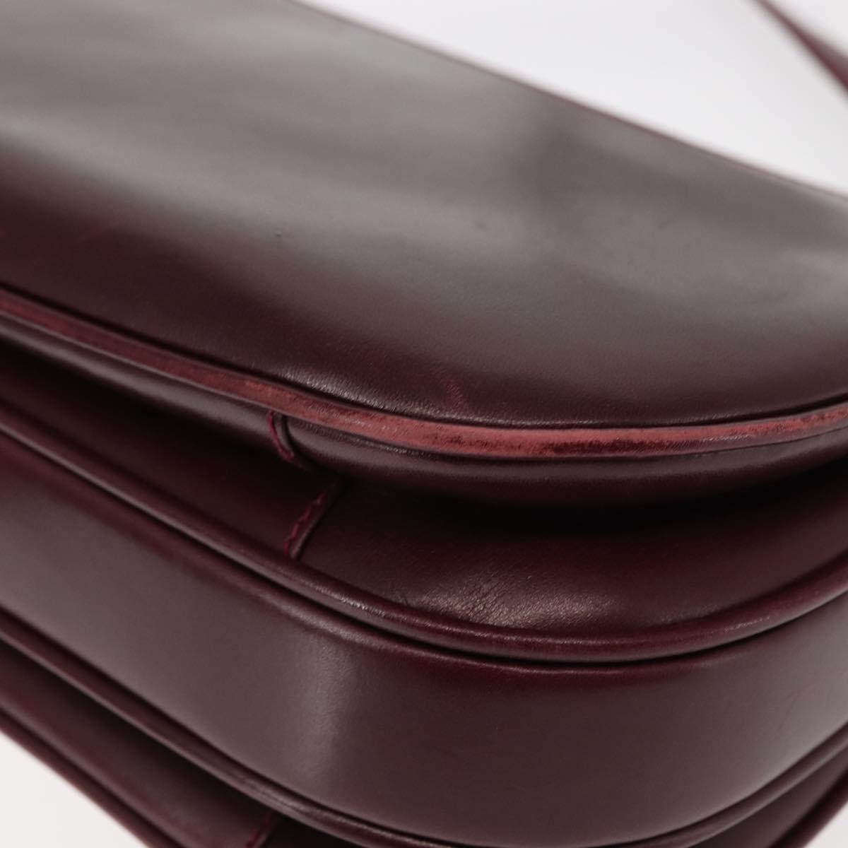 BALLY Shoulder Bag Leather Bordeaux Gold Auth BA6623
