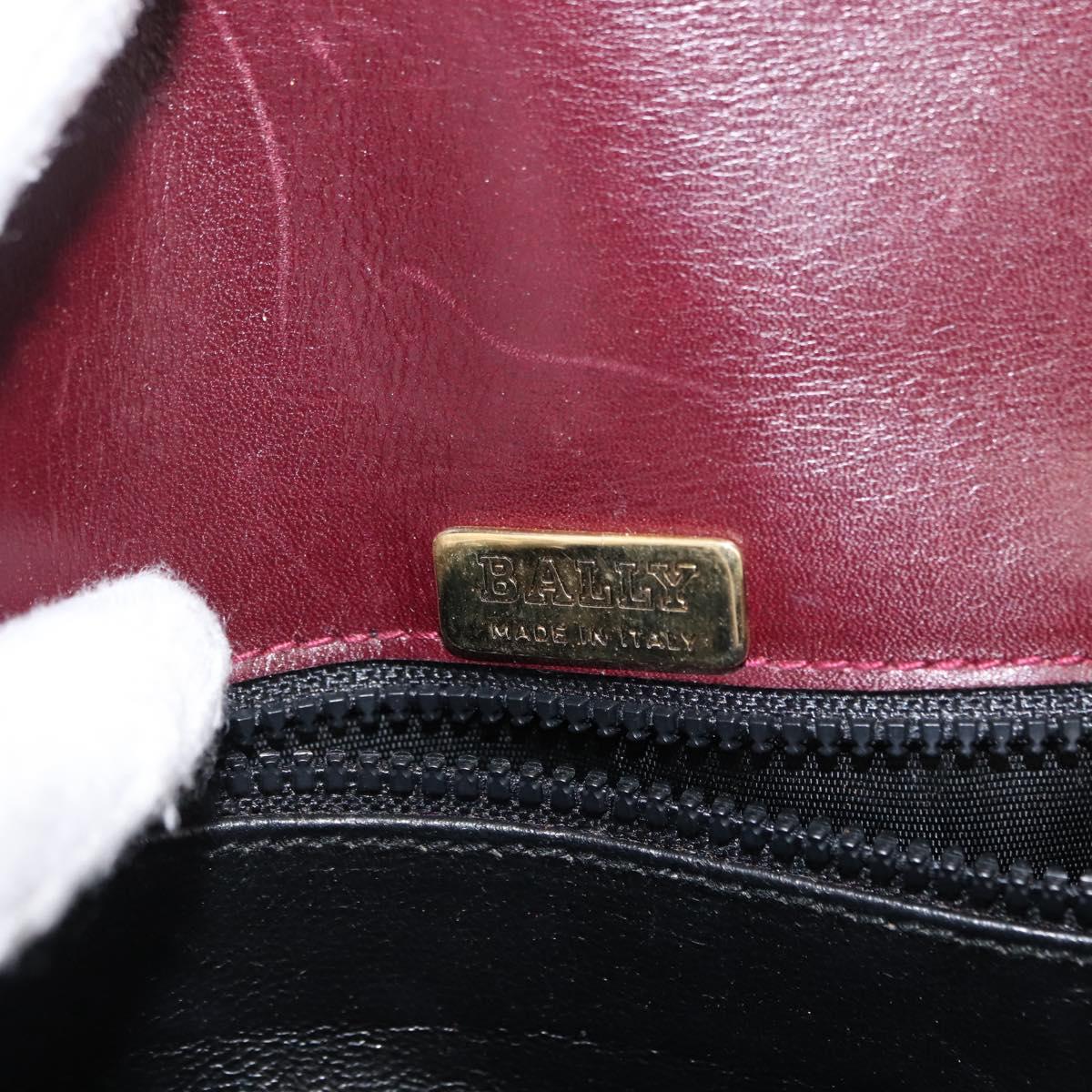 BALLY Shoulder Bag Leather Bordeaux Gold Auth BA6623