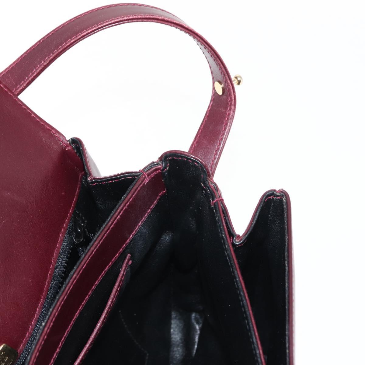 BALLY Shoulder Bag Leather Bordeaux Gold Auth BA6623