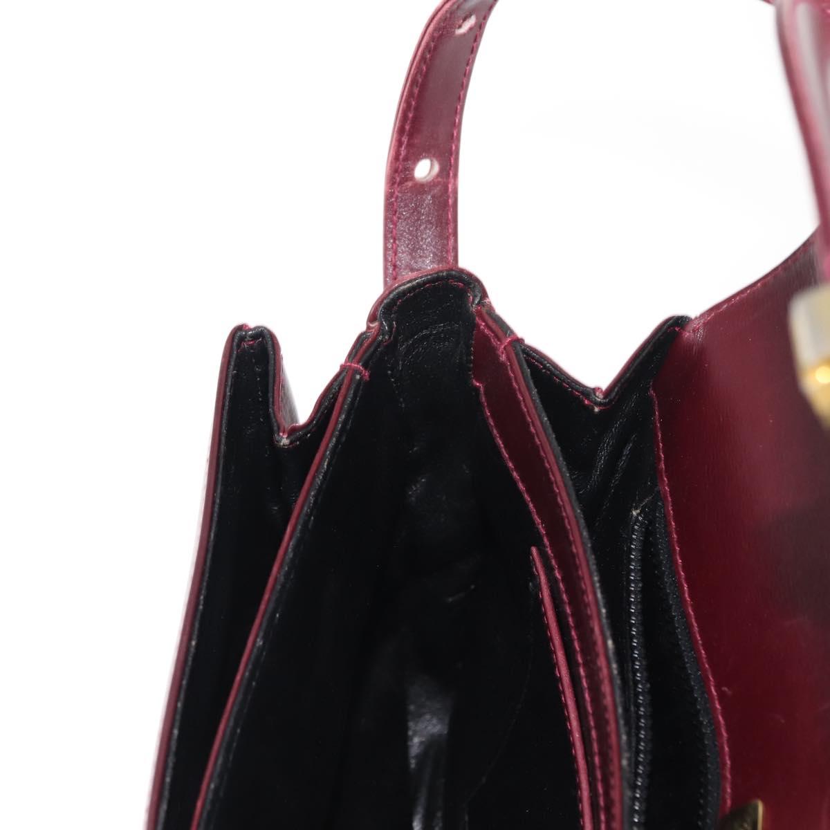 BALLY Shoulder Bag Leather Bordeaux Gold Auth BA6623