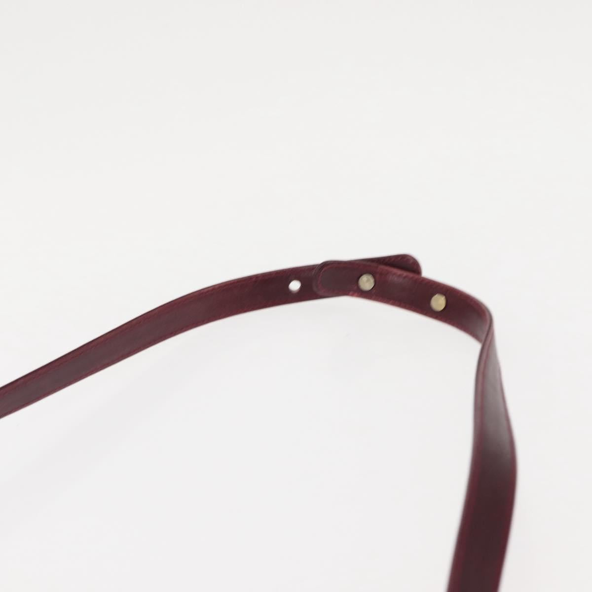 BALLY Shoulder Bag Leather Bordeaux Gold Auth BA6623