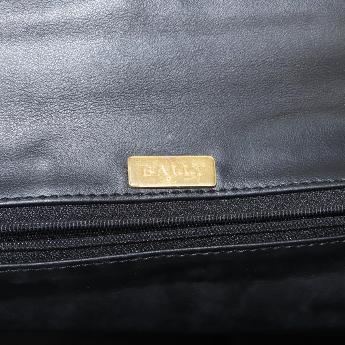 BALLY Chain Shoulder Bag Leather Black Gold Auth BA6624