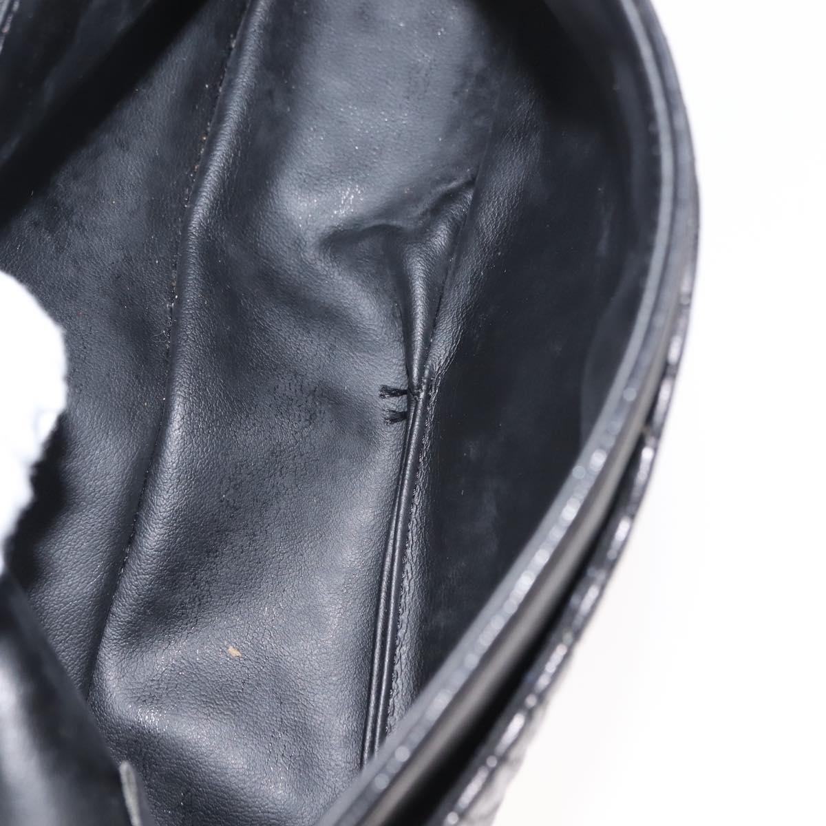 BALLY Chain Shoulder Bag Leather Black Gold Auth BA6624