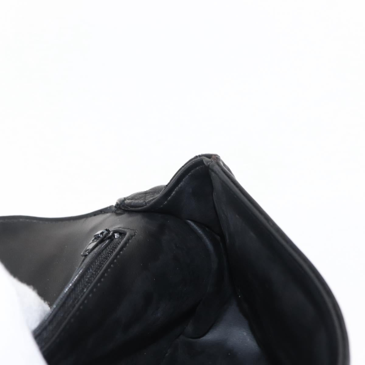 BALLY Chain Shoulder Bag Leather Black Gold Auth BA6624