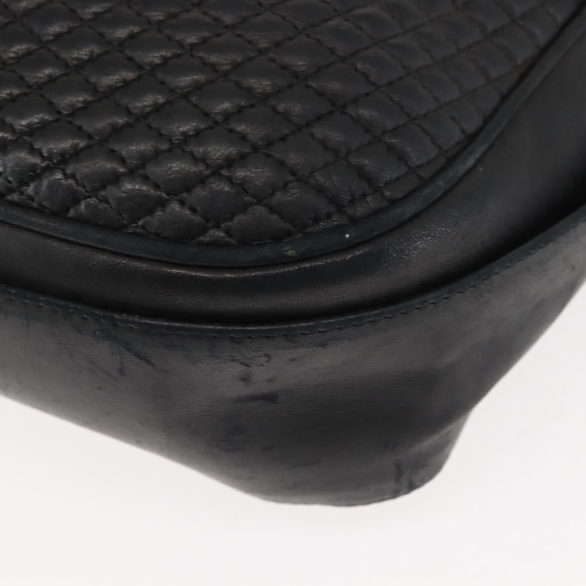 BALLY Shoulder Bag Leather Black Gold Auth BA6625