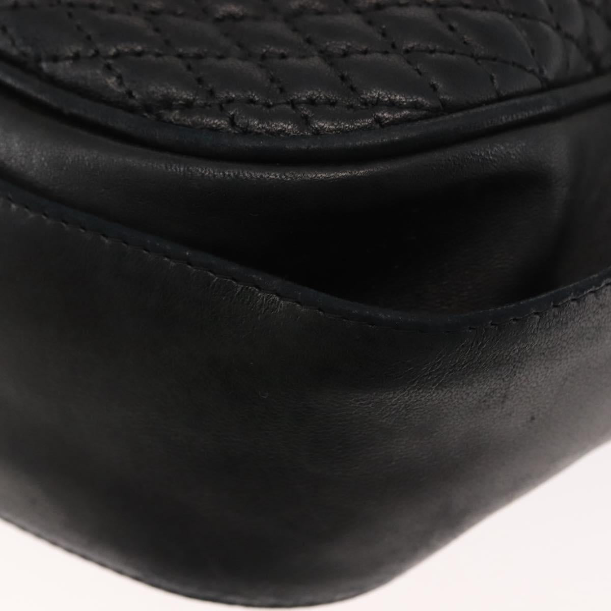 BALLY Shoulder Bag Leather Black Gold Auth BA6625