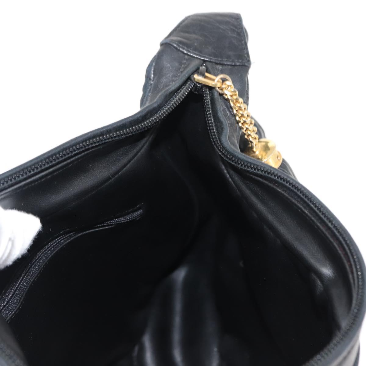 BALLY Shoulder Bag Leather Black Gold Auth BA6625
