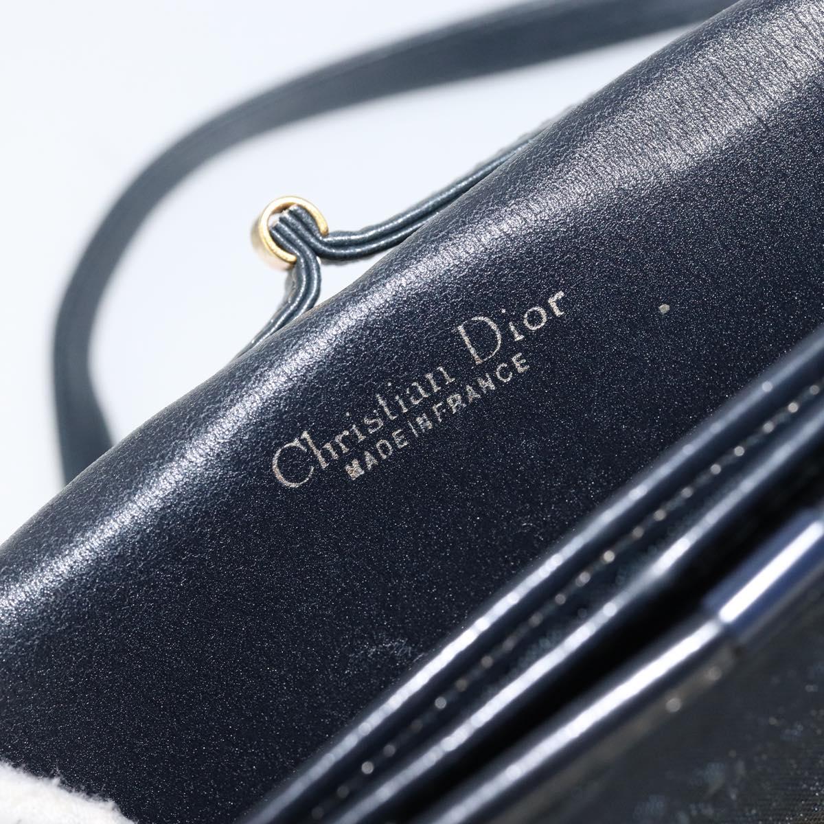 Christian Dior Shoulder Bag Nylon Navy Gold Auth BA6626