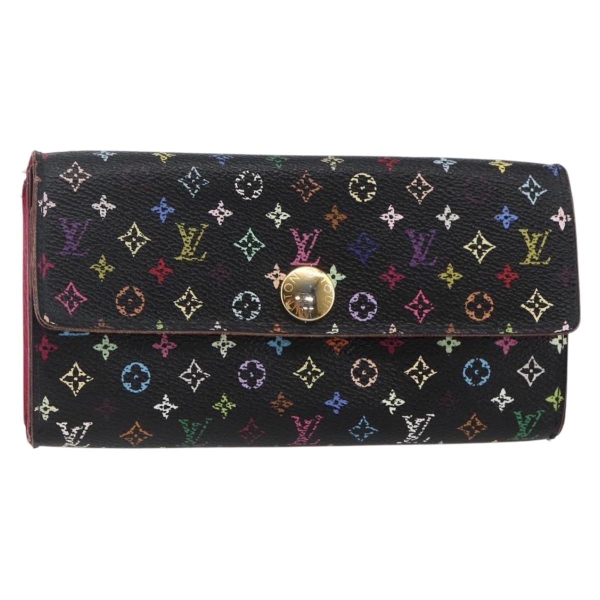 LOUIS VUITTON Multicolor Portefeiulle Sarah Wallet Black M60668 LV Auth BA6628