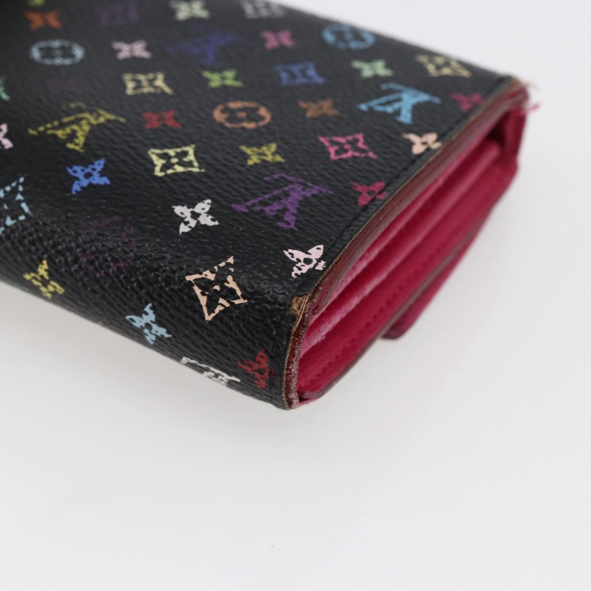LOUIS VUITTON Multicolor Portefeiulle Sarah Wallet Black M60668 LV Auth BA6628