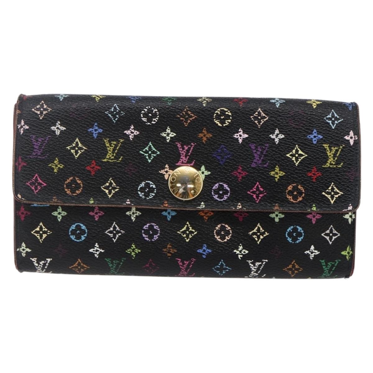 LOUIS VUITTON Multicolor Portefeiulle Sarah Wallet Black M60668 LV Auth BA6628