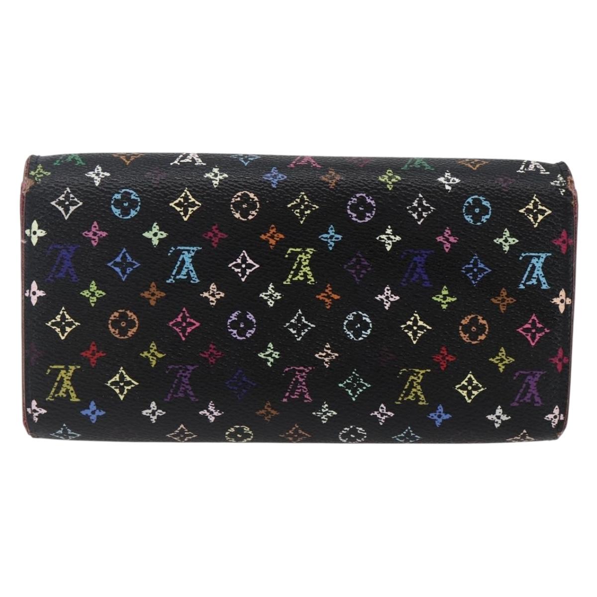 LOUIS VUITTON Multicolor Portefeiulle Sarah Wallet Black M60668 LV Auth BA6628