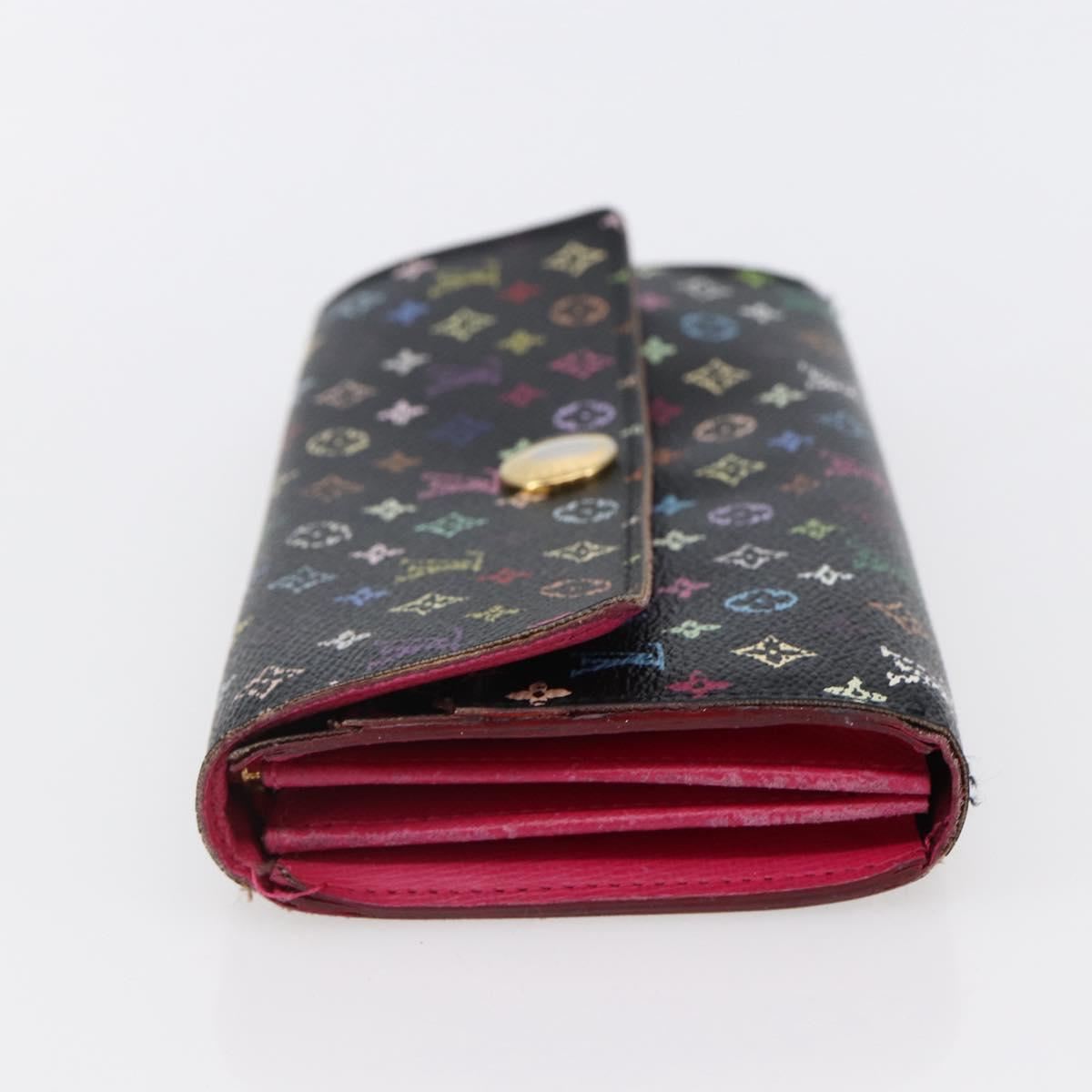 LOUIS VUITTON Multicolor Portefeiulle Sarah Wallet Black M60668 LV Auth BA6628