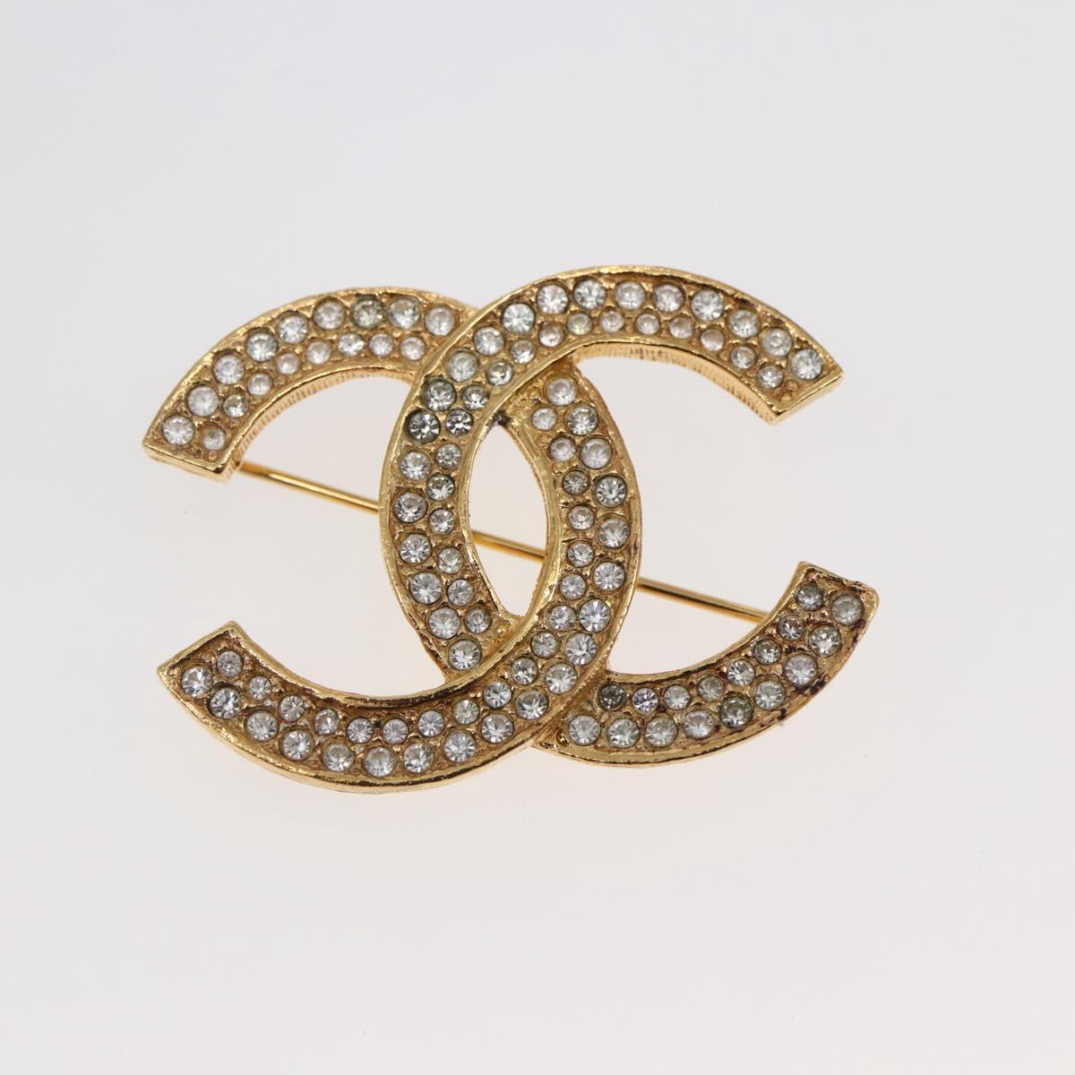 CHANEL COCO Mark Brooch metal Gold CC Auth BA6629