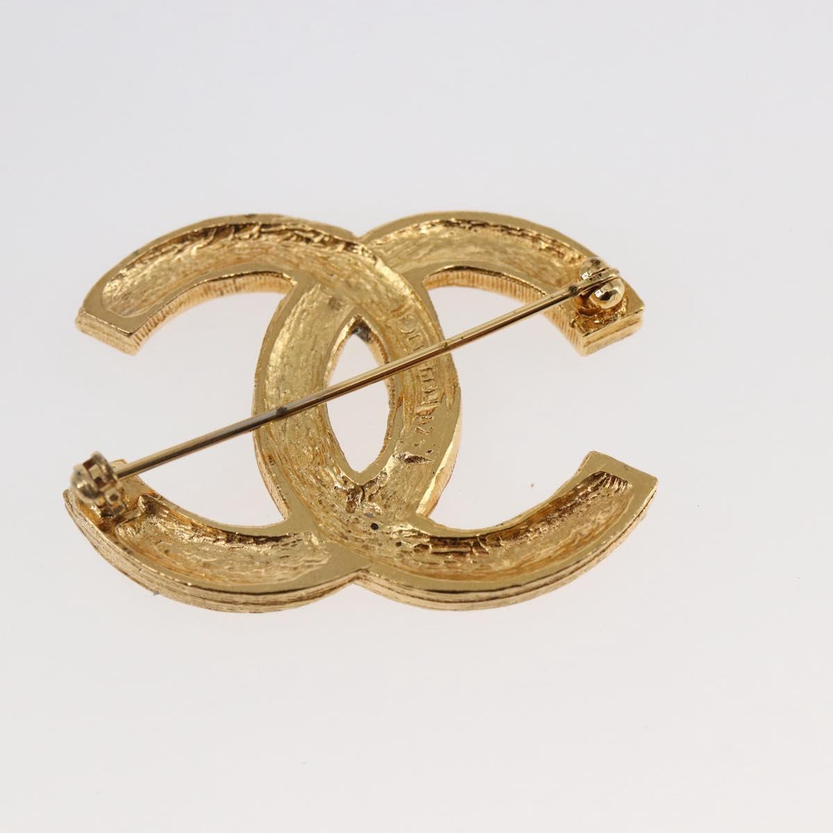 CHANEL COCO Mark Brooch metal Gold CC Auth BA6629