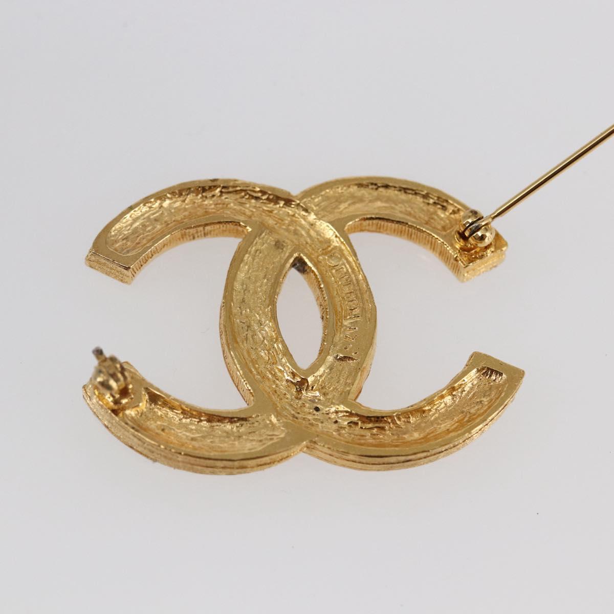 CHANEL COCO Mark Brooch metal Gold CC Auth BA6629